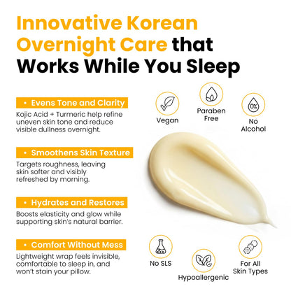 QUIA Turmeric + Kojic Acid Overnight Wrapping Mask – Hydration Mask for Glowing Skin QUIA Beauty