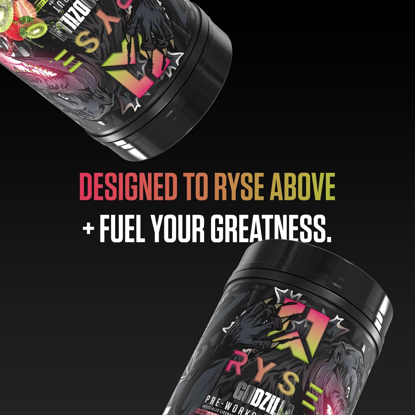 RYSE Godzilla X Noel Deyzel Pre Workout Powder - Monsterberry Lime - 400mg Caffeine, High Stim Pre-Workout for Men & Women with Citrulline & Beta Alanine - Energy, Pump & Focus - 20/40 Servings