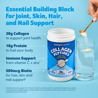 Purely Inspired Collagen Powder, Unflavored (20 Servings) - 20g Hydrolyzed Collagen Peptides Protein Powder for Women & Men - Grass-Fed & Pasture Raised Supports Hair Purely Inspired