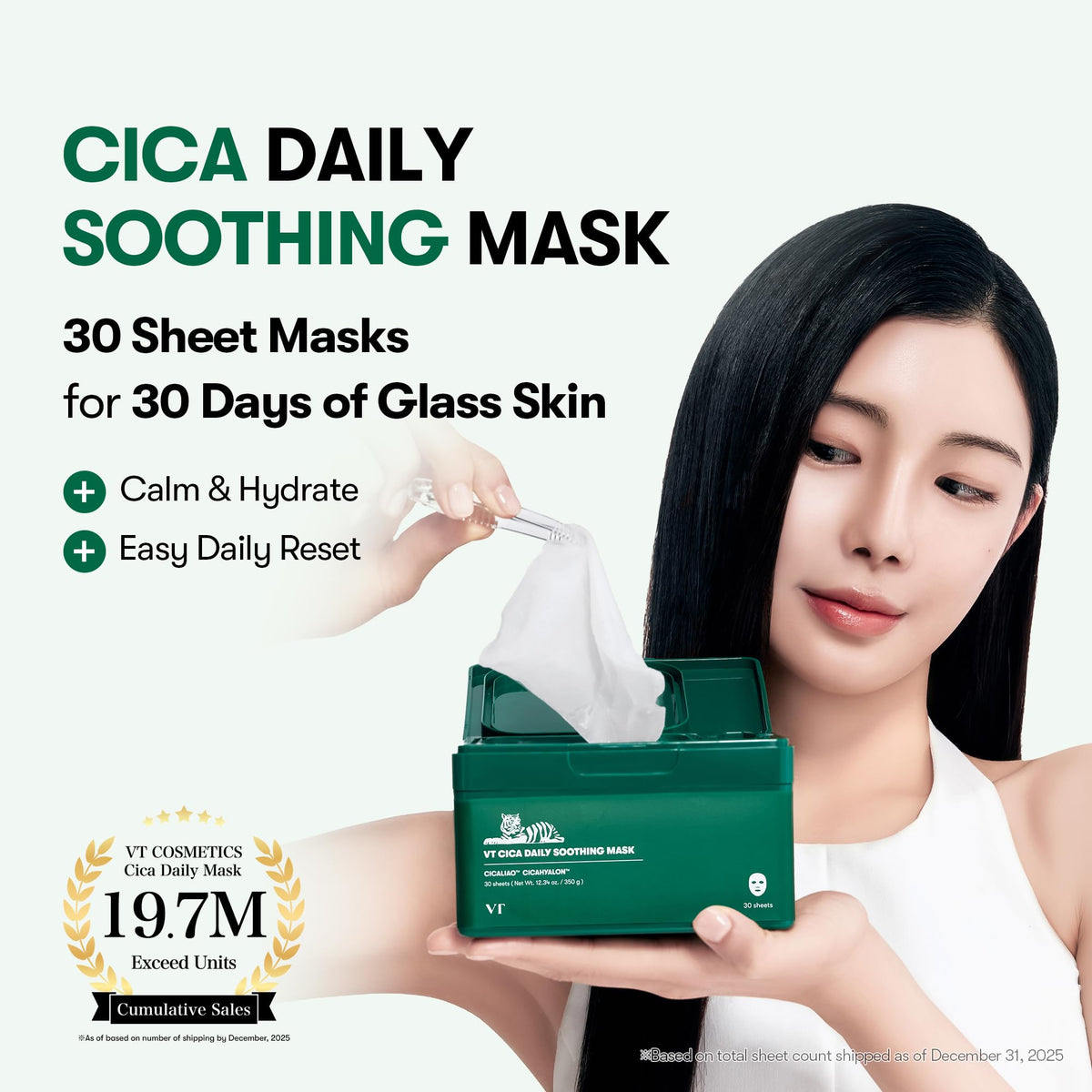 VT COSMETICS CICA Daily Soothing Mask, 30 Sheet VT COSMETICS