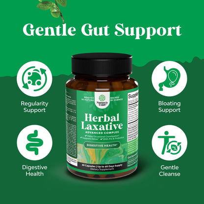 Herbal Laxative Capsules with Probiotics – Natural Laxatives for Constipation with Senna Leaf, Psyllium, Aloe Vera – Colon Cleanse for Women & Men - Detox for Gut Health & Weight Management – 60 Count Gsupps Australia