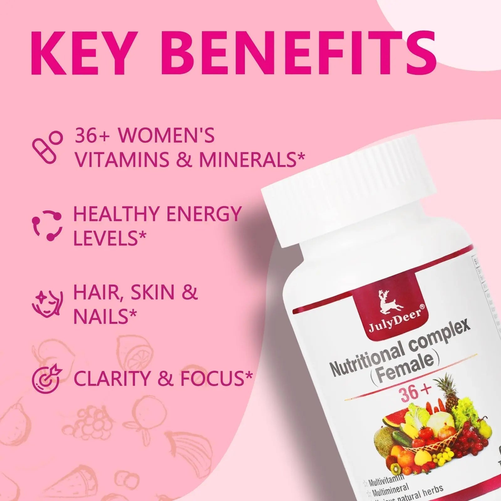 JulyDeer One Daily Tablet Multivitamin for Women - Complete Multimineral with Vitamin A, C, D, E and B-Complex, Zinc & More for Women's Immunity JulyDeer buy australia supplements