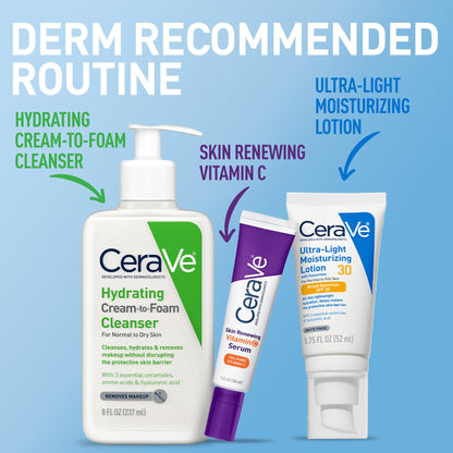 CeraVe Ultra-Light Moisturizing Lotion SPF 30, Sunscreen for Face, 1.7oz CeraVe