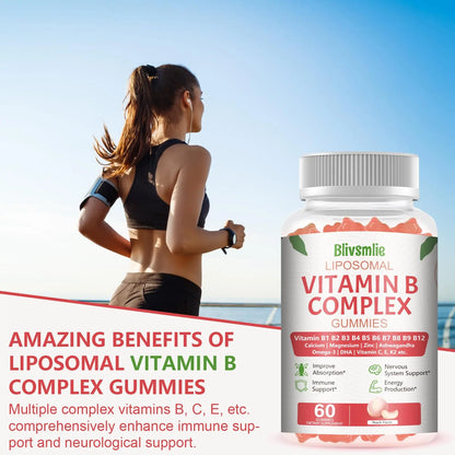 Blivsmlie 2 Pack 33-in-1 Liposomal Vitamin B Complex Gummies -B1, B2, B3, B4, B5, B6, B7, B8, B9,B12 | Vitamin C, D3,K2|Calcium,Magnesiun,Zinc etc.for Energy Blivsmlie