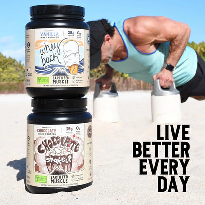 Earth Fed Muscle Whey Back Irish Grass Fed Whey Protein Isolate, Third-Party Certified. 25g Protein, Vanilla - Non-GMO, Hormone Free, Soy Free, Gluten Free - 2 LB, 29 Servings Earth Fed Muscle