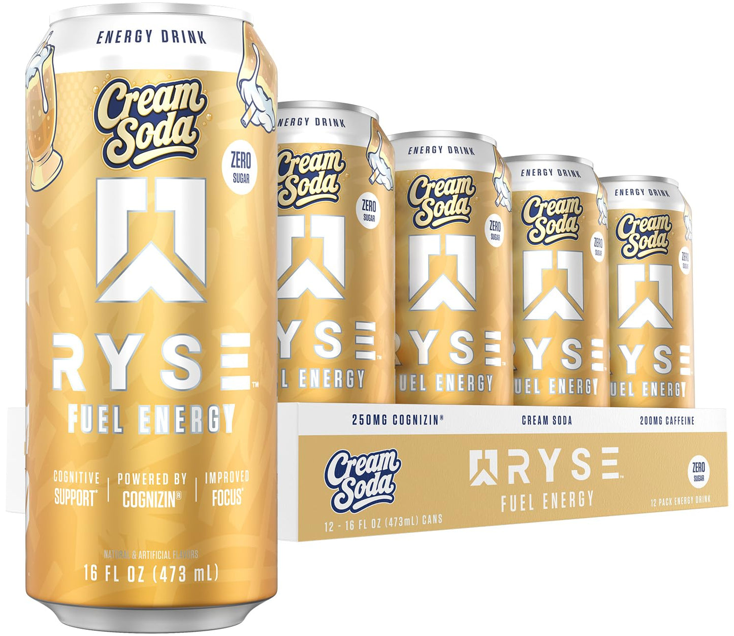 RYSE Fuel Energy Drink - Variety Pack - Sugar Free, Gluten Free & Vegan - 200mg Natural Caffeine, Taurine & Choline for Focus & Energy - No Artificial Colors - 16 fl oz Cans (12-Pack)