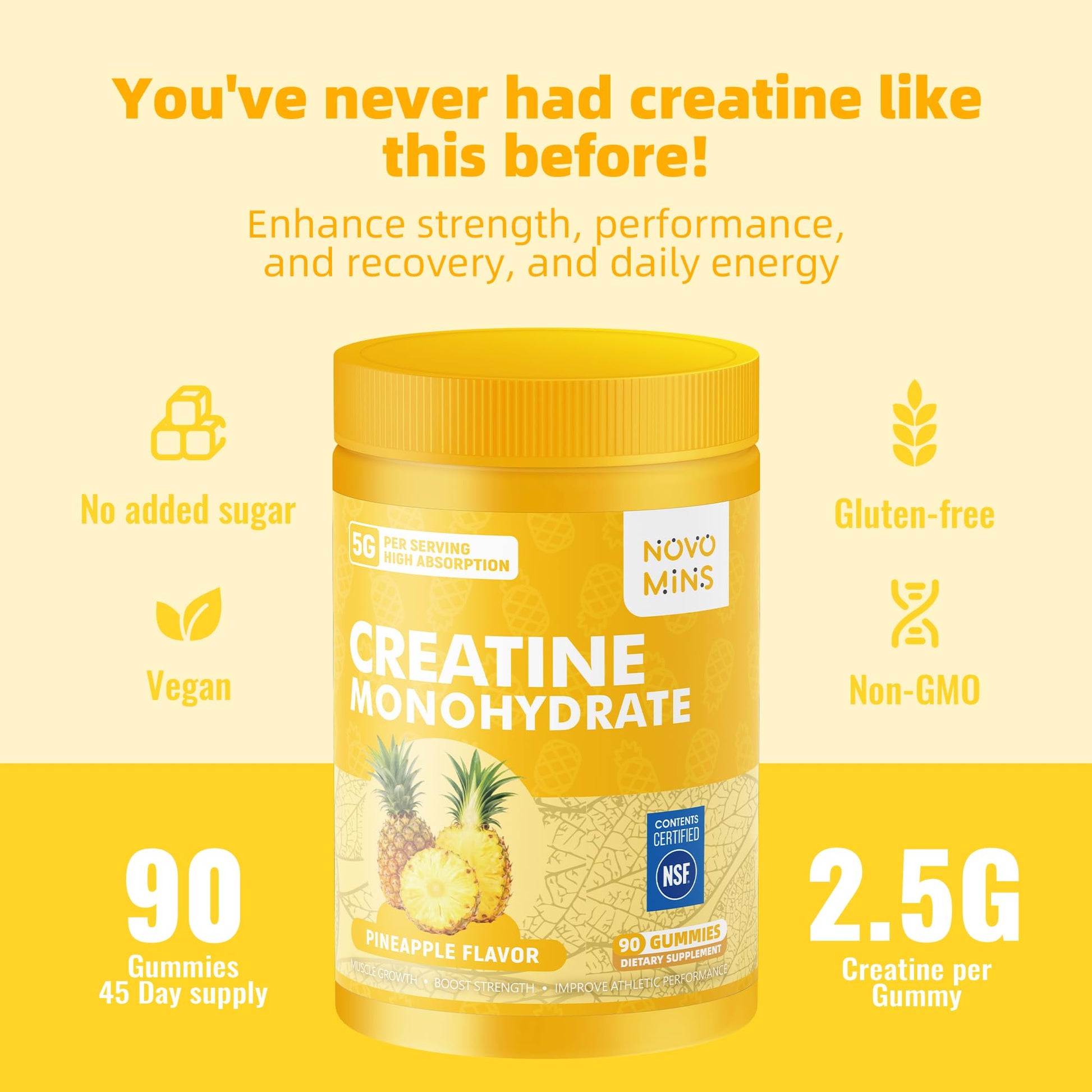 novomins Creatine Monohydrate Gummies for Men & Women, Chewables Creatine Monohydrate for Muscle Strength, Muscle Builder, Energy Boost, Pre-Workout Supplement novomins buy australia supplements