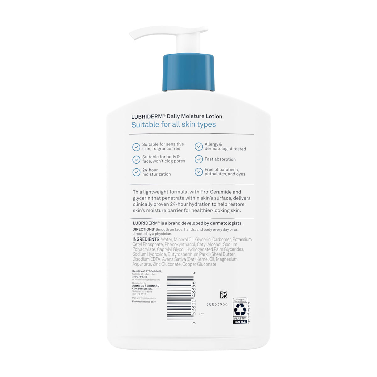 Lubriderm Daily Moisture Body Lotion, Fragrance Free, 16 fl. oz Lubriderm