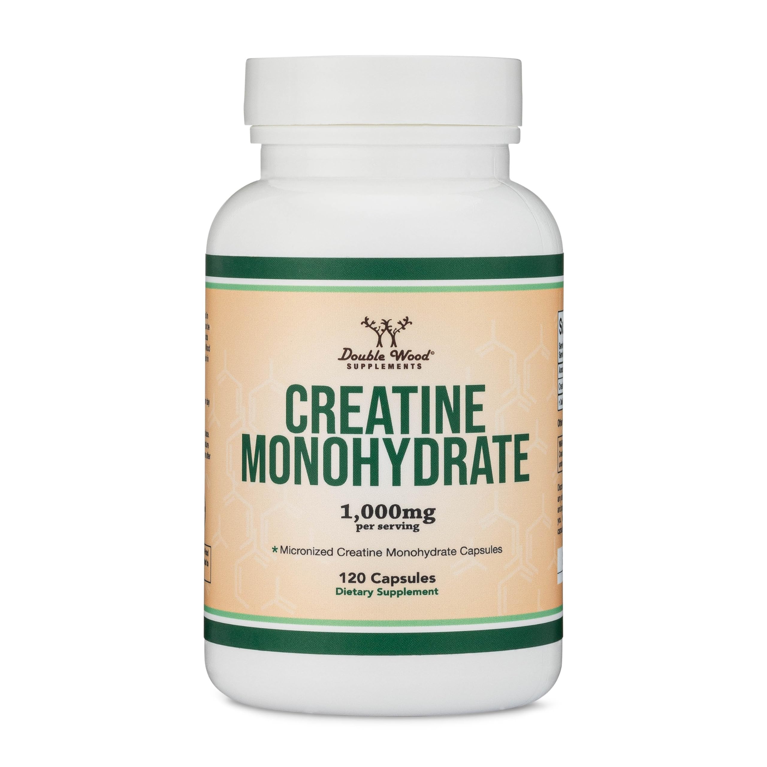 Creatine Monohydrate Capsules - 1g per Serving, 120 Count - No Fillers, Vegan Safe, Non-GMO, Gluten Free by Double Wood Double Wood Supplements buy australia supplements