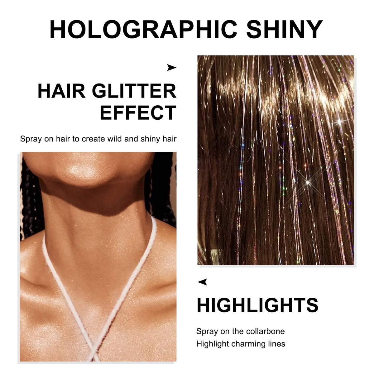 Scarman Hair and Body Glitter Spray, 1PC Glint-Rainbow Hairspray Powder Scarman