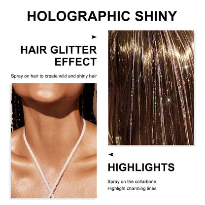 Scarman Hair and Body Glitter Spray, 1PC Glint-Rainbow Hairspray Powder Scarman