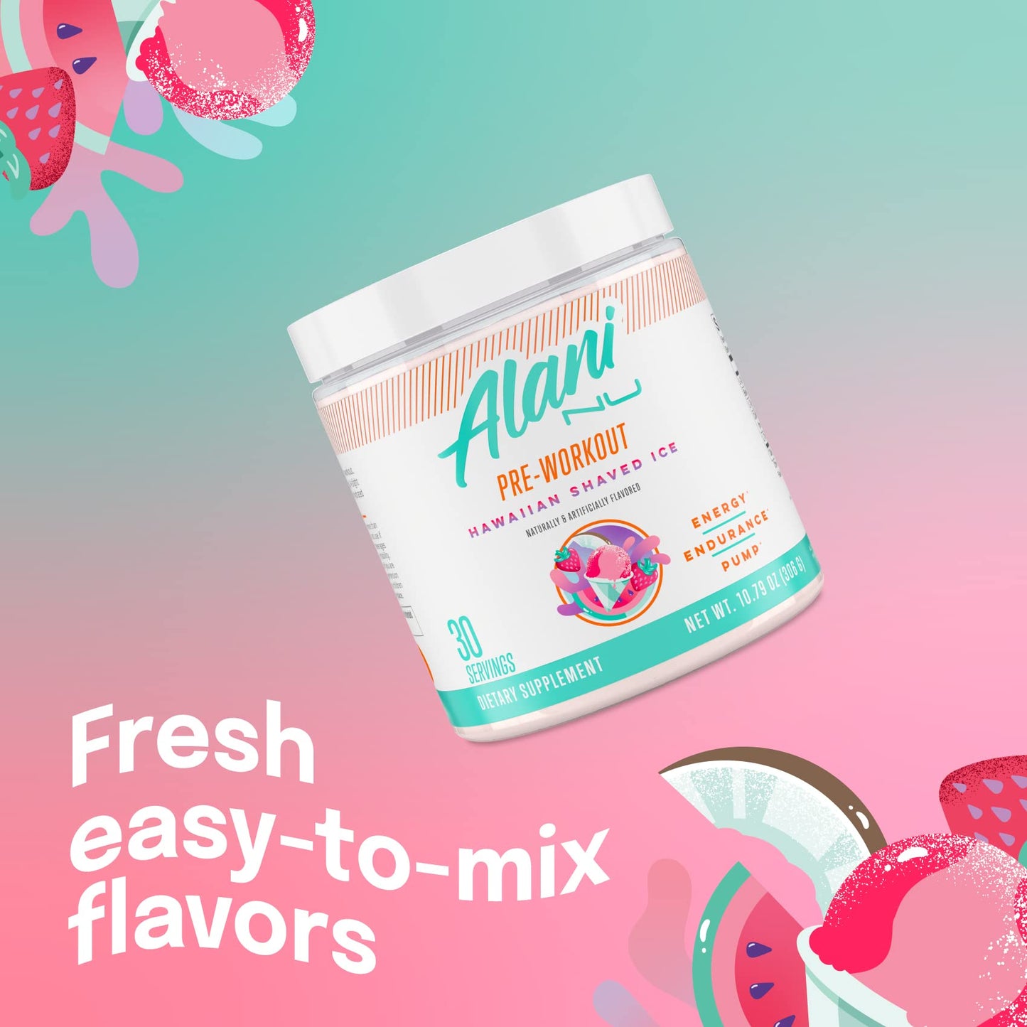 Alani Nu Pre Workout Powder Hawaiian Shaved ICE, Amino Energy Boost, Endurance Supplement, Sugar Free, 200mg Caffeine Alani Nu