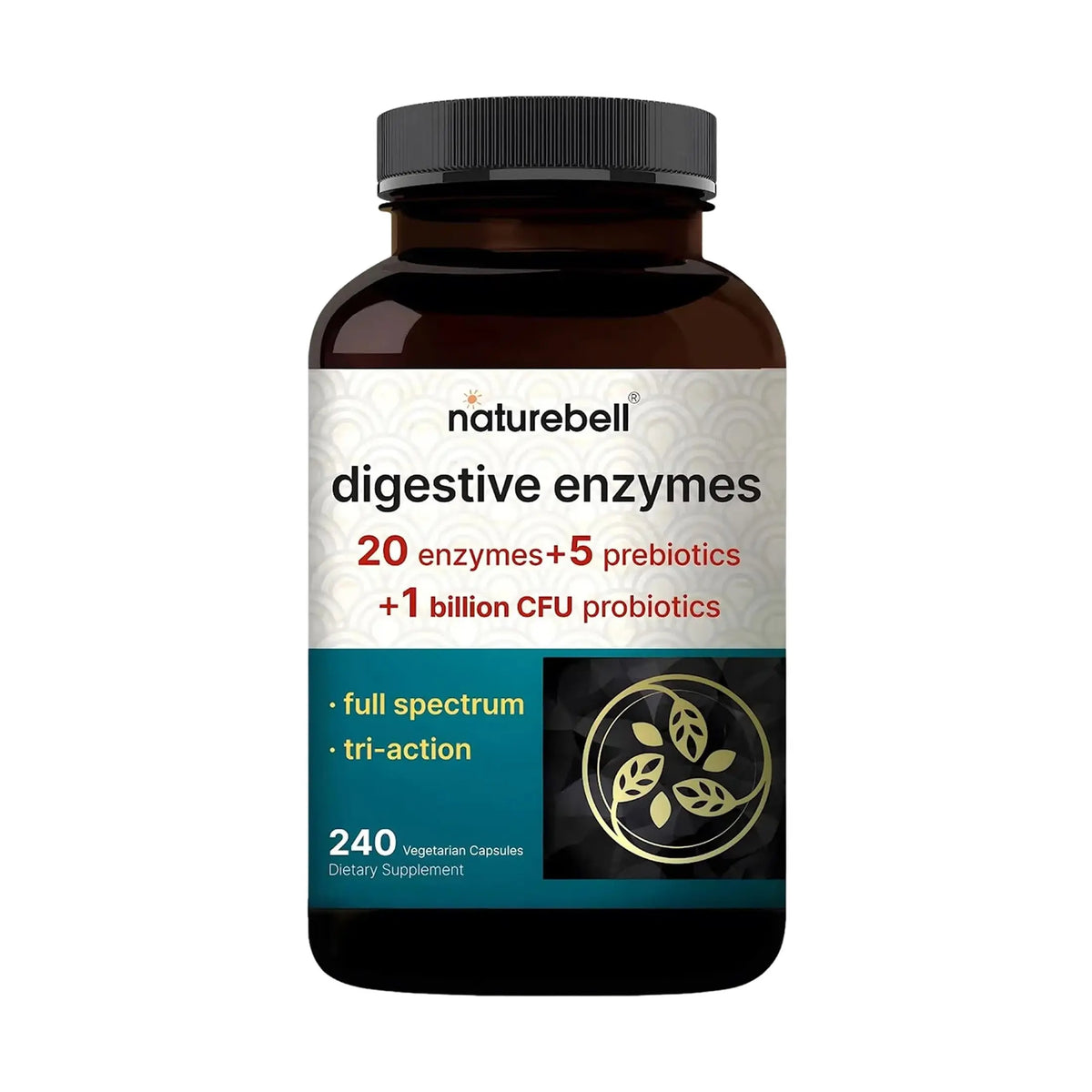 NatureBell Digestive Enzymes - 240 Capsules - Gut & Digestive Health Support Supplement* - with 20 Enzymes, NatureBell