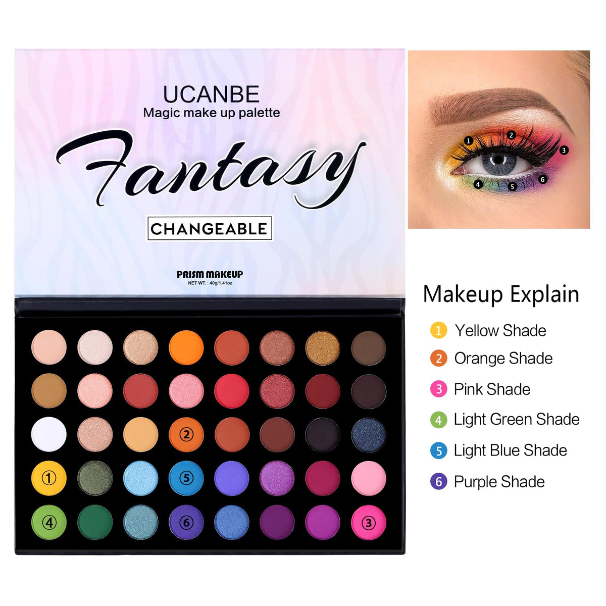 UCANBE Highly Pigmented Eye Makeup Palette, Matte Shimmer Metallic Eyeshadow Pallet Long Lasting Blendable Natural Colors Make Up Eye Shadows Cosmetics Gift Kit UCANBE
