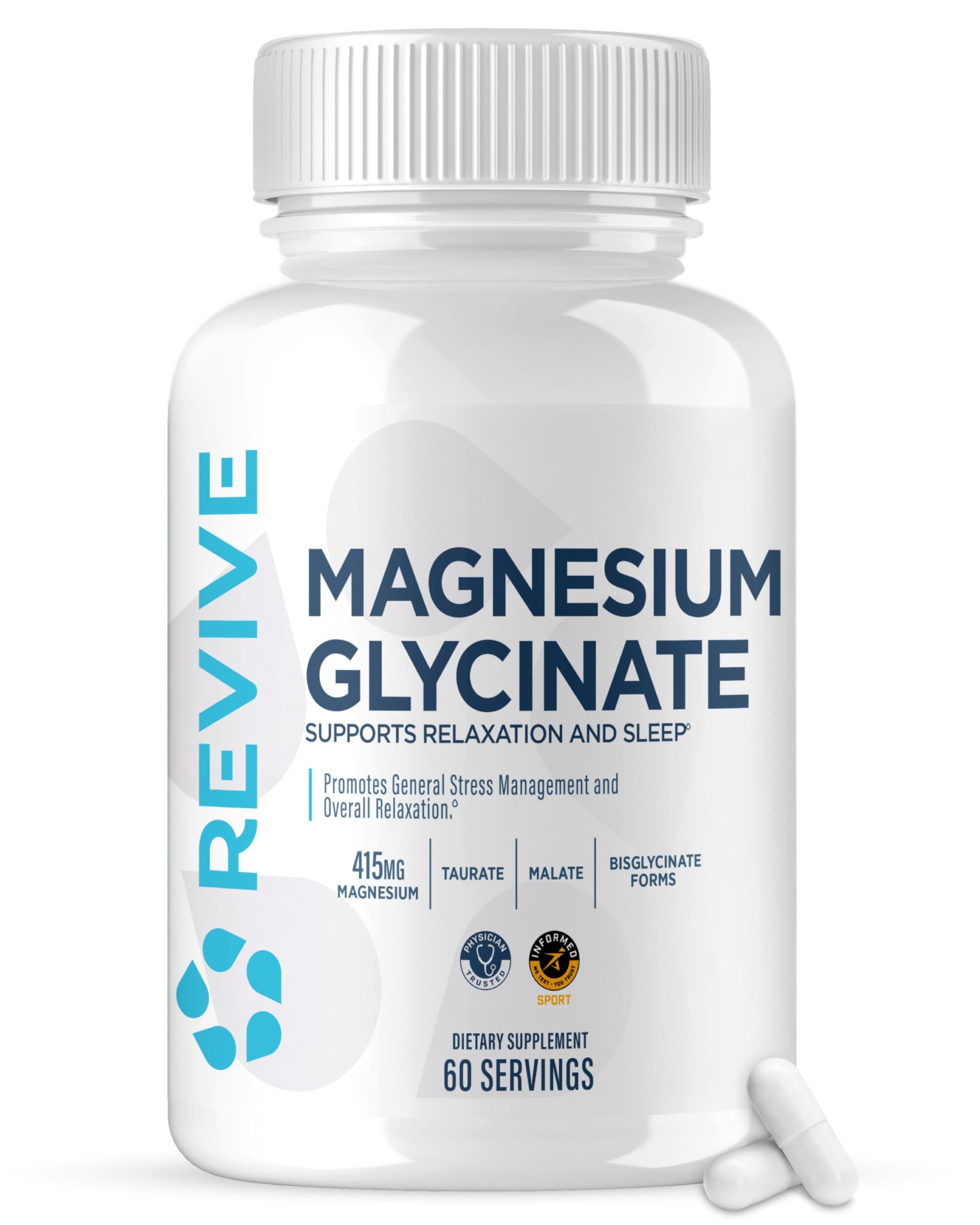 Revive MD Pure Magnesium Glycinate 200mg – High Absorption Supplement for Relaxation, Stress Relief, Sleep & Memory Support – Promotes Strong Bones, Healthy Nerve & Muscle Function (60 Servings) Revive buy australia supplements