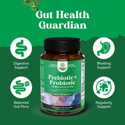 Prebiotics and Probiotics Gut Health Supplement-Super Potent Digestive Health Acidophilus Probiotic Capsules with Men & Womens Probiotics & Prebiotics Natures Craft
