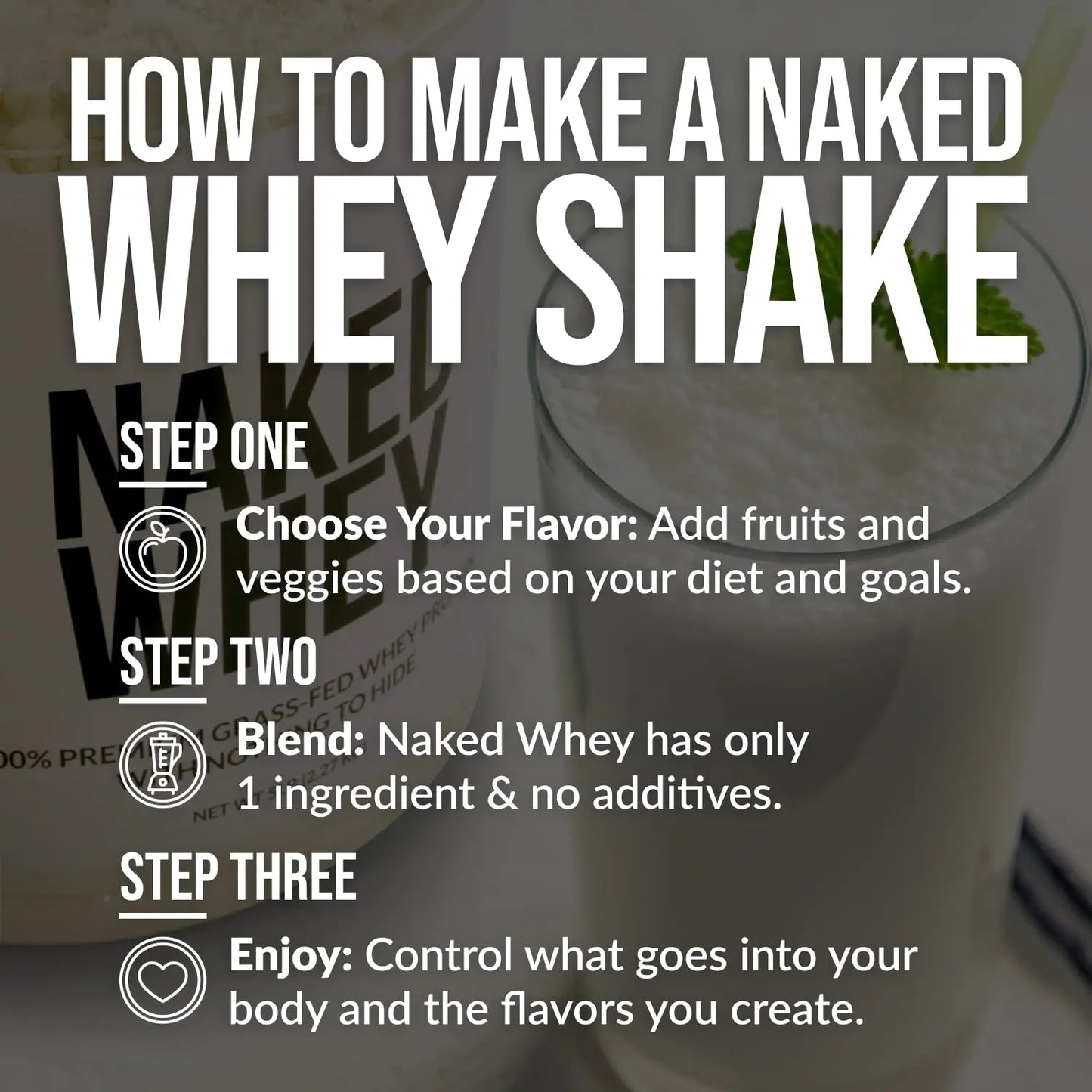 NAKED Whey 1Lb - Only 1 Ingredient, Grass Fed Whey Protein Powder, NSF Certified, Undenatured, No Gmos, No Soy, Gluten Free NAKED