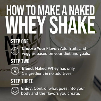 NAKED Whey 1Lb - Only 1 Ingredient, Grass Fed Whey Protein Powder, NSF Certified, Undenatured, No Gmos, No Soy, Gluten Free NAKED
