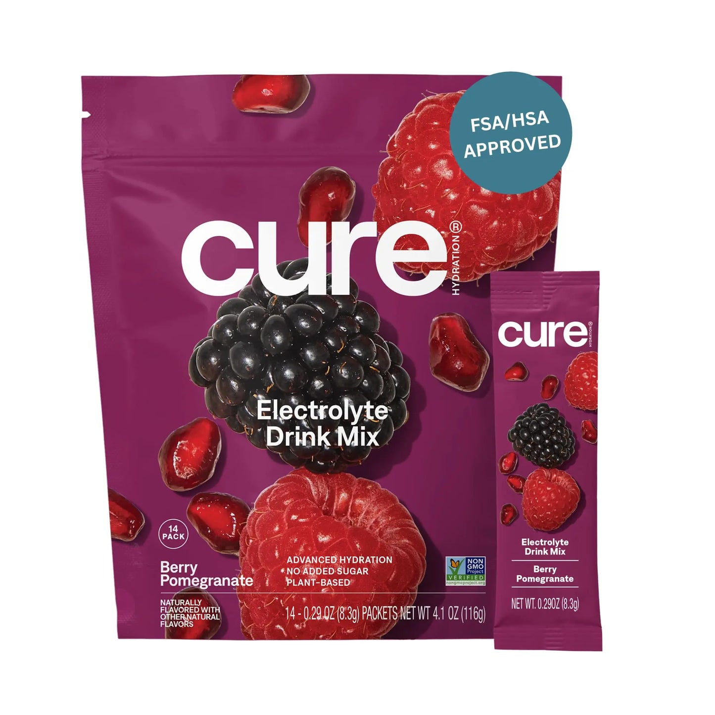 Cure Hydration | Plant-Based Electrolyte Drink Mix | No Added Sugar | FSA-HSA | Dehydration Relief Powder Made with Coconut Water | Non-GMO | Vegan Cure Hydration