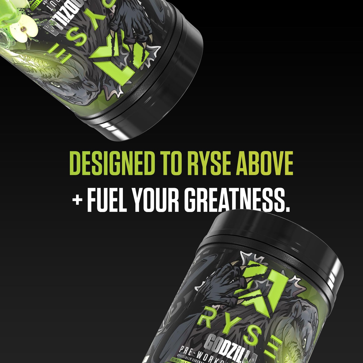 RYSE Godzilla X Noel Deyzel Pre Workout Powder - Monsterberry Lime - 400mg Caffeine, High Stim Pre-Workout for Men & Women with Citrulline & Beta Alanine - Energy, Pump & Focus - 20/40 Servings