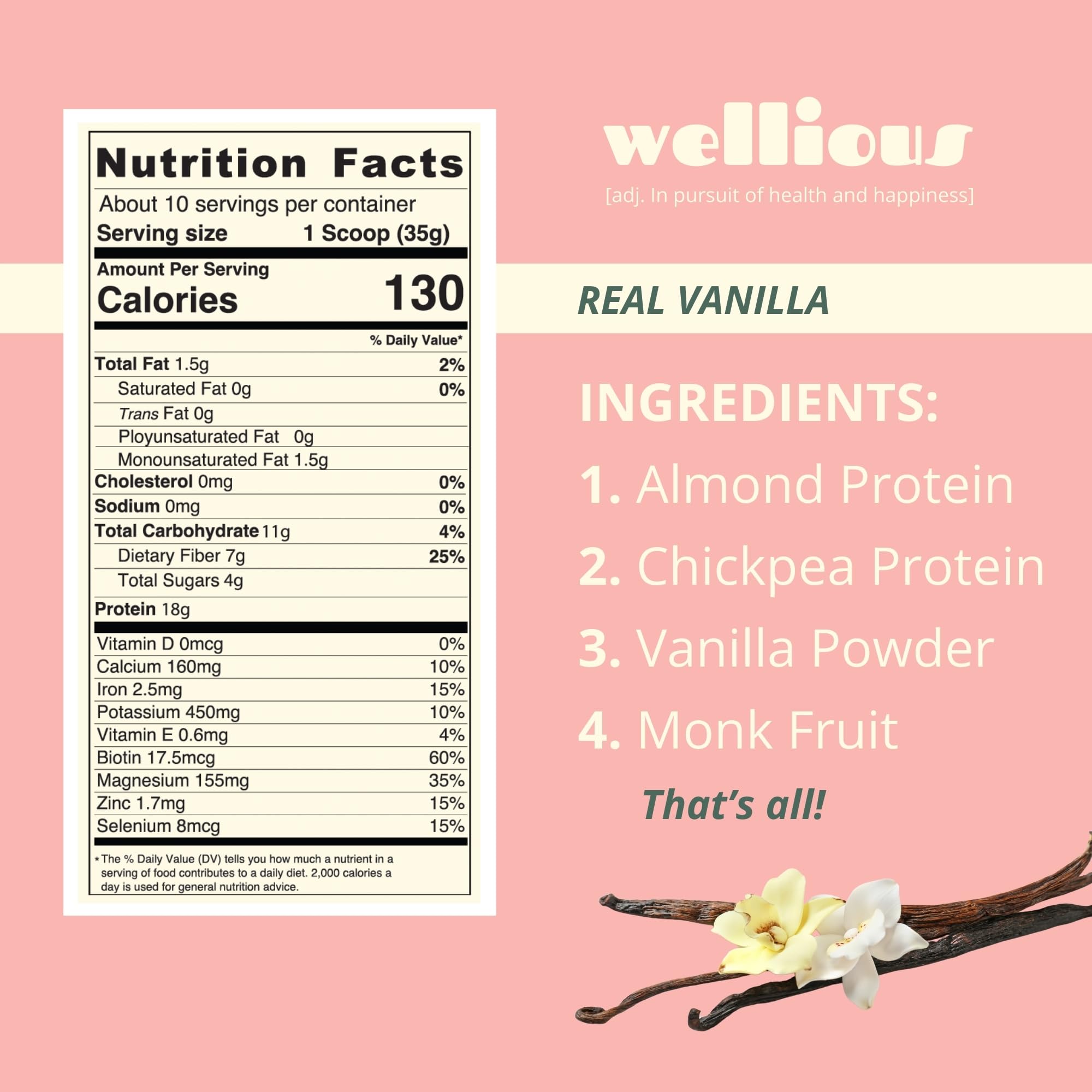 wellious Almond Protein Powder (Vanilla) - 18 Grams of Pure Healthiest Vegan Protein for Women & Men - Perfect Soy-Free & Smooth Gut Friendly Protein Powder for Sports Nutrition wellious buy australia supplements