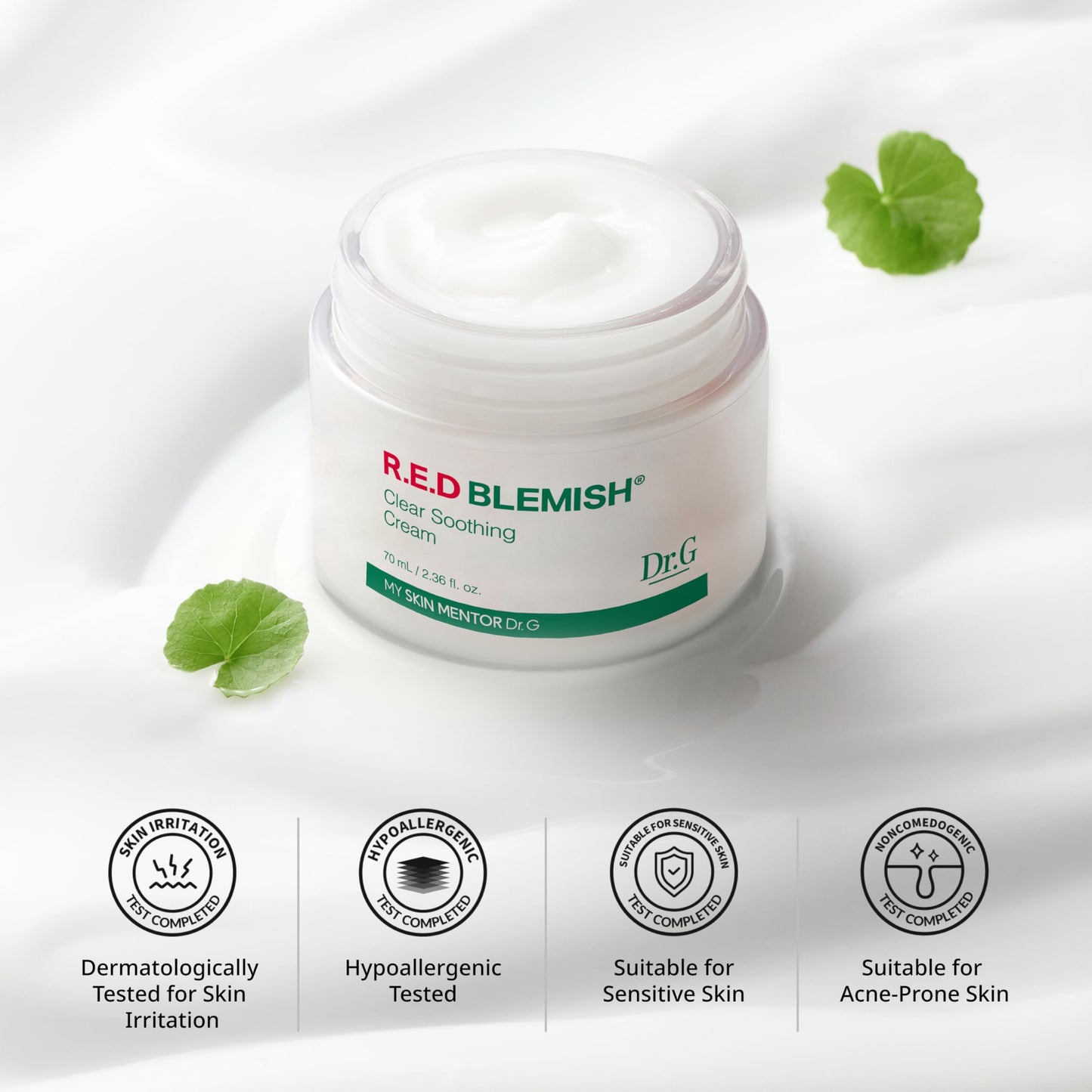 Dr. G R.E.D. Blemish Clear Soothing Cream - Calming Korean Moisturizer for Redness - Soothes Acne & Irritation Dr.G