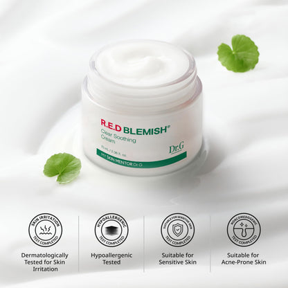 Dr. G R.E.D. Blemish Clear Soothing Cream - Calming Korean Moisturizer for Redness - Soothes Acne & Irritation Dr.G