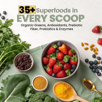 Superfood Reds & Greens Powder - 11.64 oz, Prebiotics & Probiotics for Digestive Health, Super Greens Powder with Ashwagandha for Gut Health, Immunity, Antioxidants, Peacock Max
