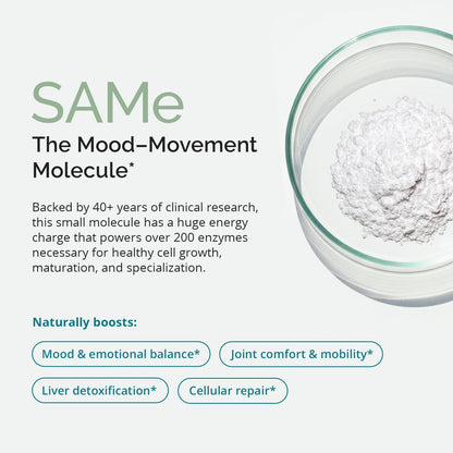 BRAINMD Dr Amen SAMe Mood & Movement 400 - 30 Tablets - Promotes Emotional Balance, Liver Health, Joint Comfort & Mobility - Gluten Free - 30 Servings