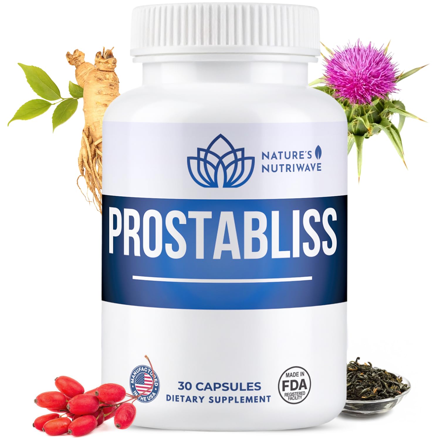 Prostabliss – 100% Natural Herbal Supplement with Zinc, Green Tea, Milk Thistle & Ginseng – Made in USA – 30 Capsules, 1 Month Supply Nature’s NutriWave buy australia supplements