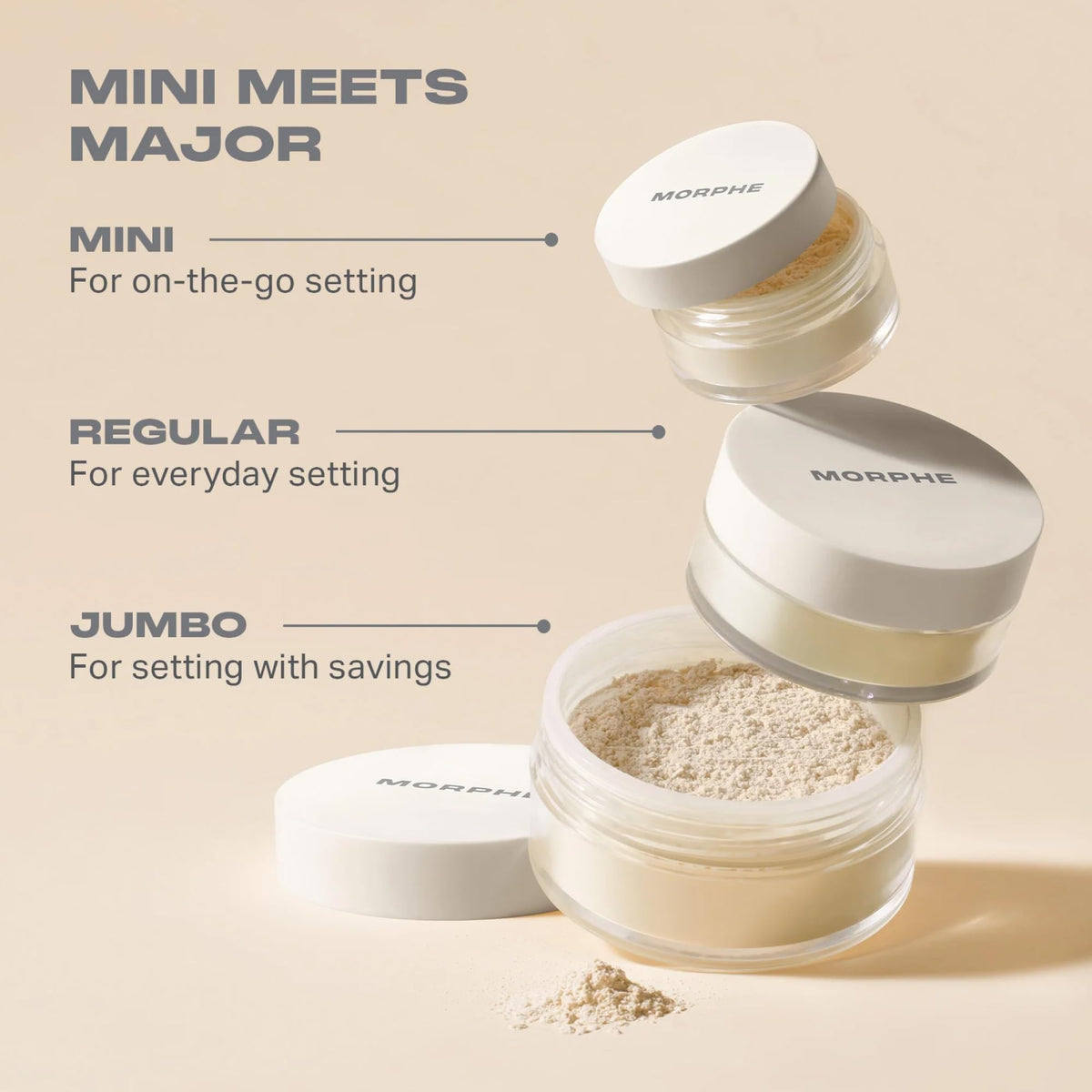Morphe Mini Bake & Set Translucent Setting Powder - Lightweight, Talc-Free Finishing Powder for Face Makeup with a Soft, Natural Finish - Minimizes Shine for Up to 24HR - Translucent (0.09 oz) MORPHE