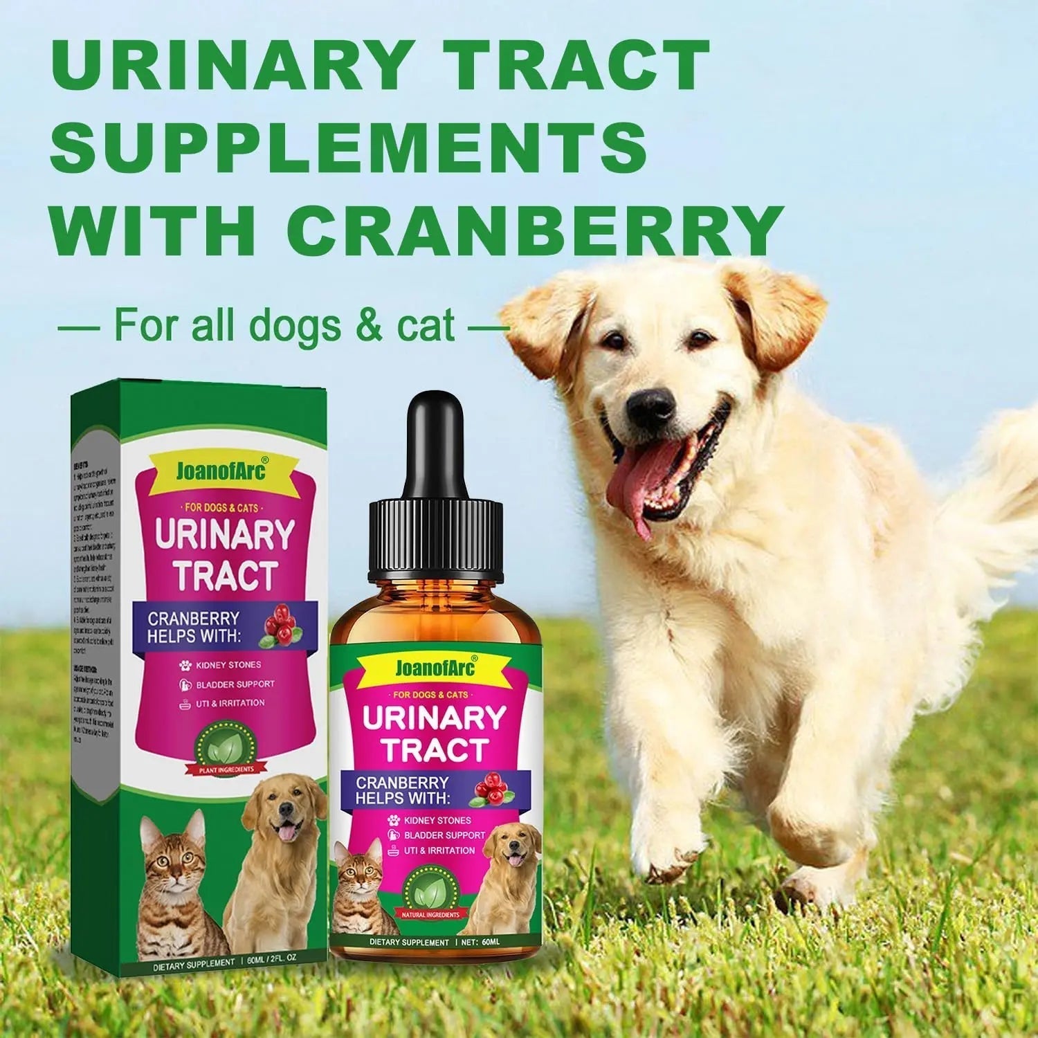 Urinary Tract for Cats, Cat & Dog Urinary Tract Drops Infection Remedy with Cranberry Dog Supplements, Cranberry Kidney Bladder Support Supplement - 60ml / 2 Fl.oz JoanofArc buy australia supplements