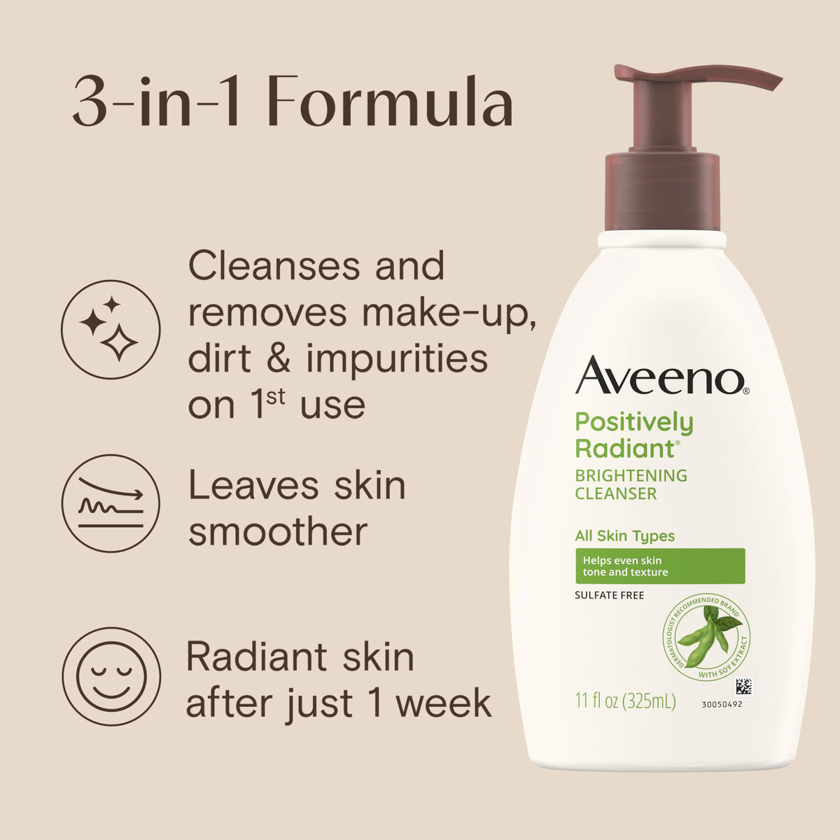 Aveeno Positively Radiant Brightening Facial Cleanser, 11 fl. oz Aveeno
