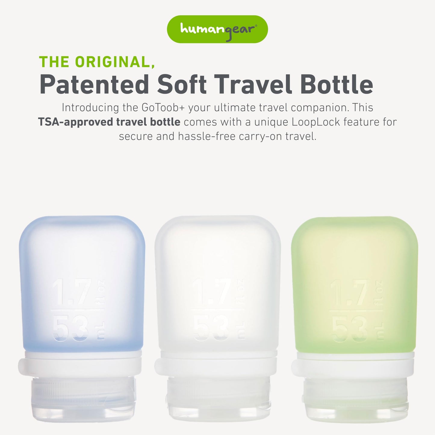 humangear GoToob+ 3-Pack, Large (3.4 fl oz), Clear/Purple/Teal | Refillable & Leak-Proof Silicone Travel Size Bottles with Locking Cap for Toiletries, Camping & TSA Carry-On Gsupps Australia