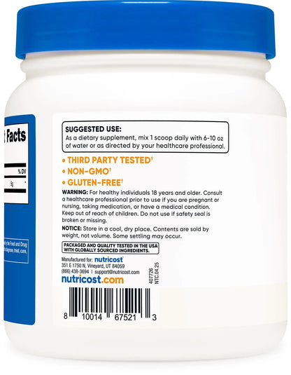 Nutricost L-Glutamine Powder (500 Grams) Unflavored - Gluten Free & Non-GMO, 100 Servings Nutricost