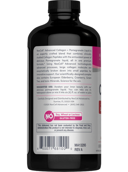 NeoCell Advanced Liquid Collagen | 4000 mg | Pomegranate and Fruit Juice Concentrates | for Women and Men | 16 fl oz NeoCell Advanced