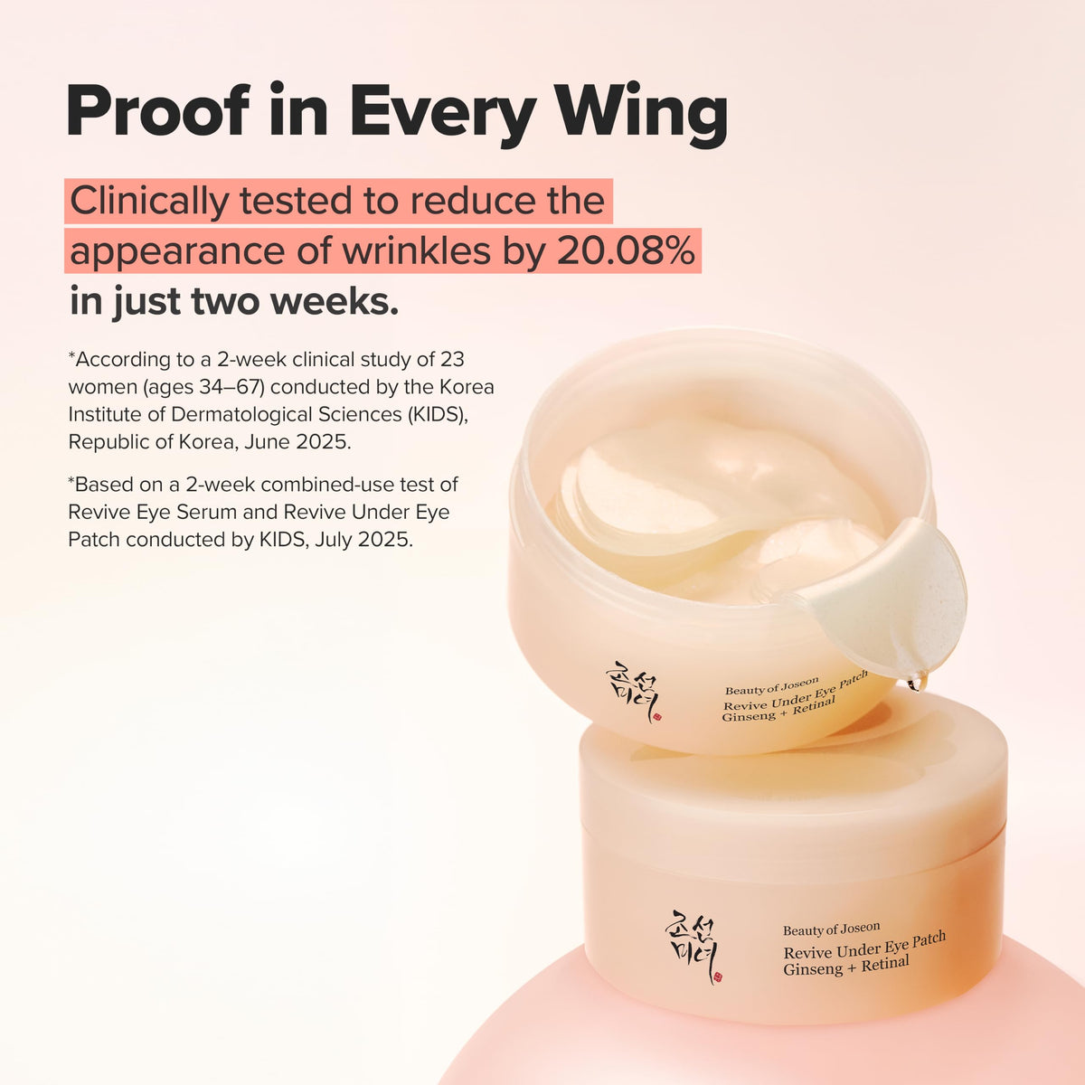 Beauty of Joseon Revive Under Eye Patch with Retinal and Ginseng, for Puffy Eyes, Fine Lines and Wrinkles, Collagen, Peptide, Adenosine and Bakuchiol, for All Skin Types, 60 Sheets, 30 Pairs Beauty of Joseon