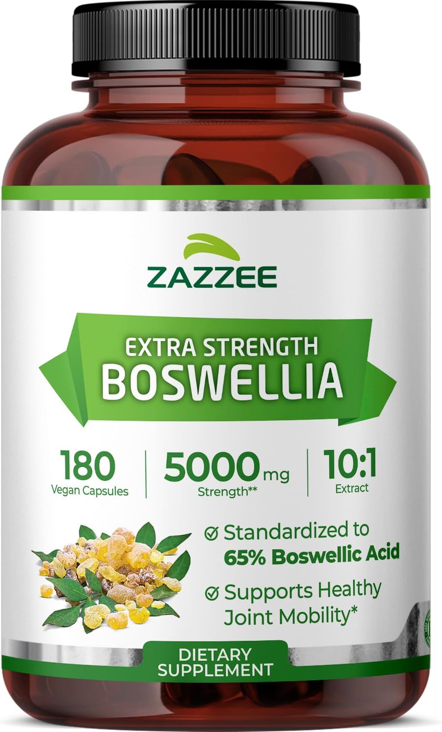 Zazzee Extra Strength Boswellia 10:1 Extract, 180 Capsules, 6 Month Supply | 65% Boswellic Acid, Vegan, Boswellia Serrata, Joint Comfort, Mobility & Flexibility Support, Non-GMO, Made in the USA Gsupps Australia