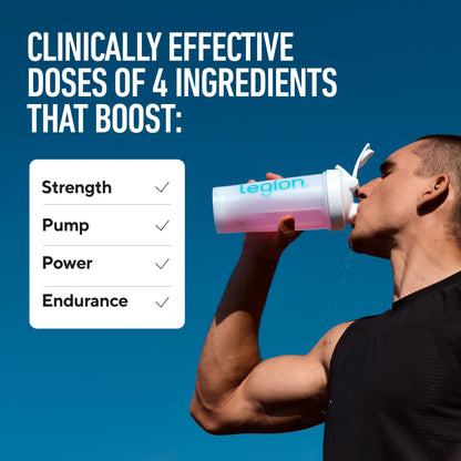 LEGION Pulse Pre Workout Supplement - All Natural Nitric Oxide Preworkout Drink to Boost Energy, Creatine Free, Naturally Sweetened, Beta Alanine, Citrulline, Alpha GPC (Caffeine Free Blue Razz)
