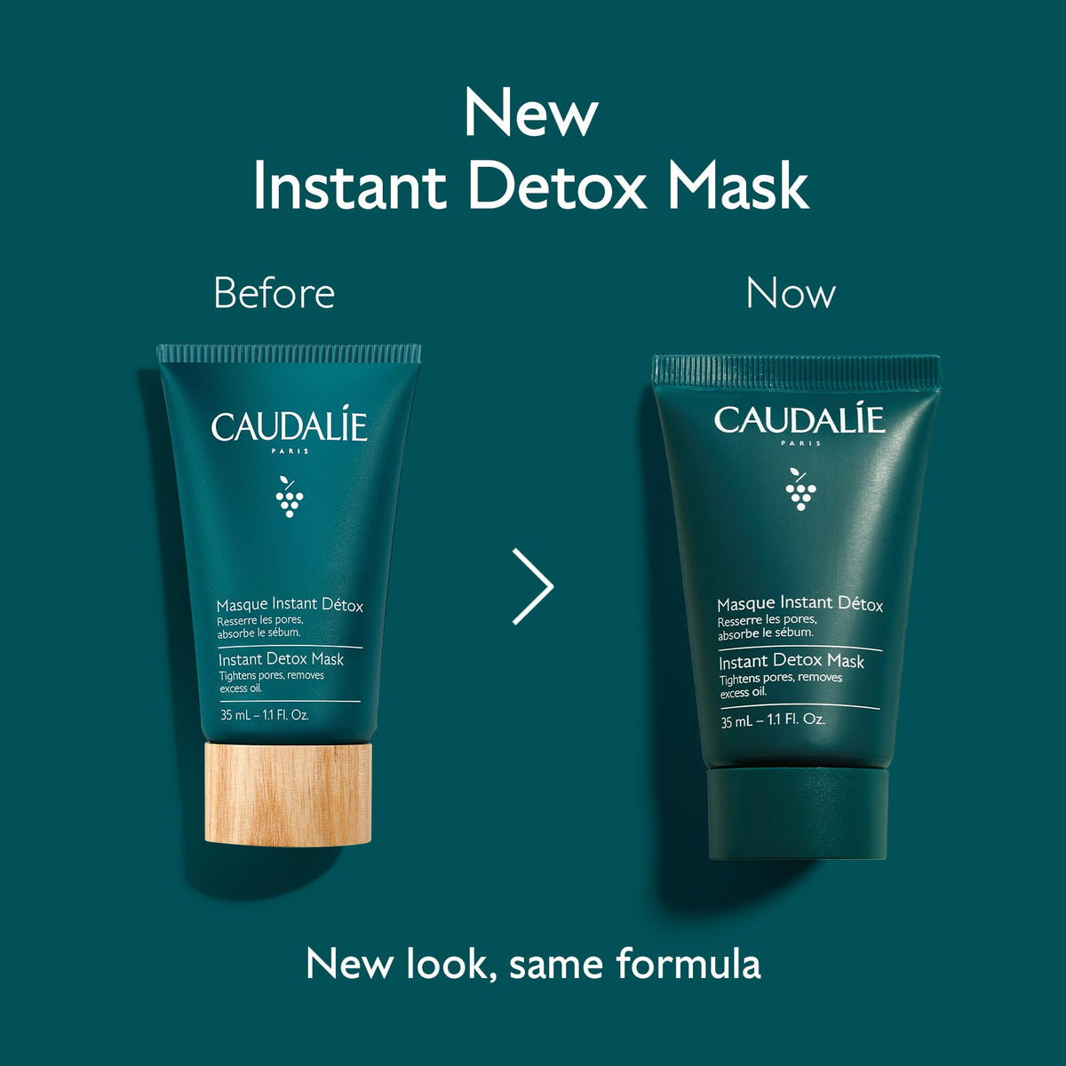 Caudalie Instant Detox Mask, Pore Minimizing Pink Clay Face Mask - 35 mL Caudalie