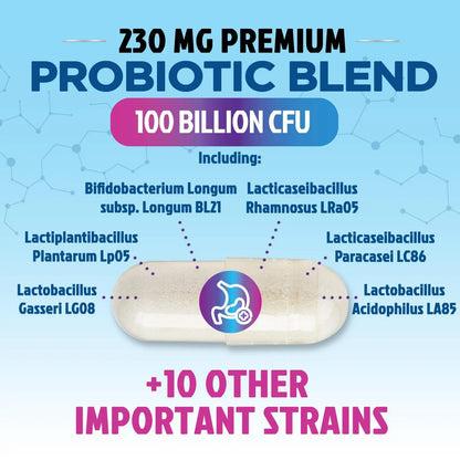 Probiotics for Digestive Gut Health - 100 Billion CFU Per Capsule, 16 Premium Strains & Prebiotics - Best Probiotics for Women & Men, Occasional Constipation Nature's Peak