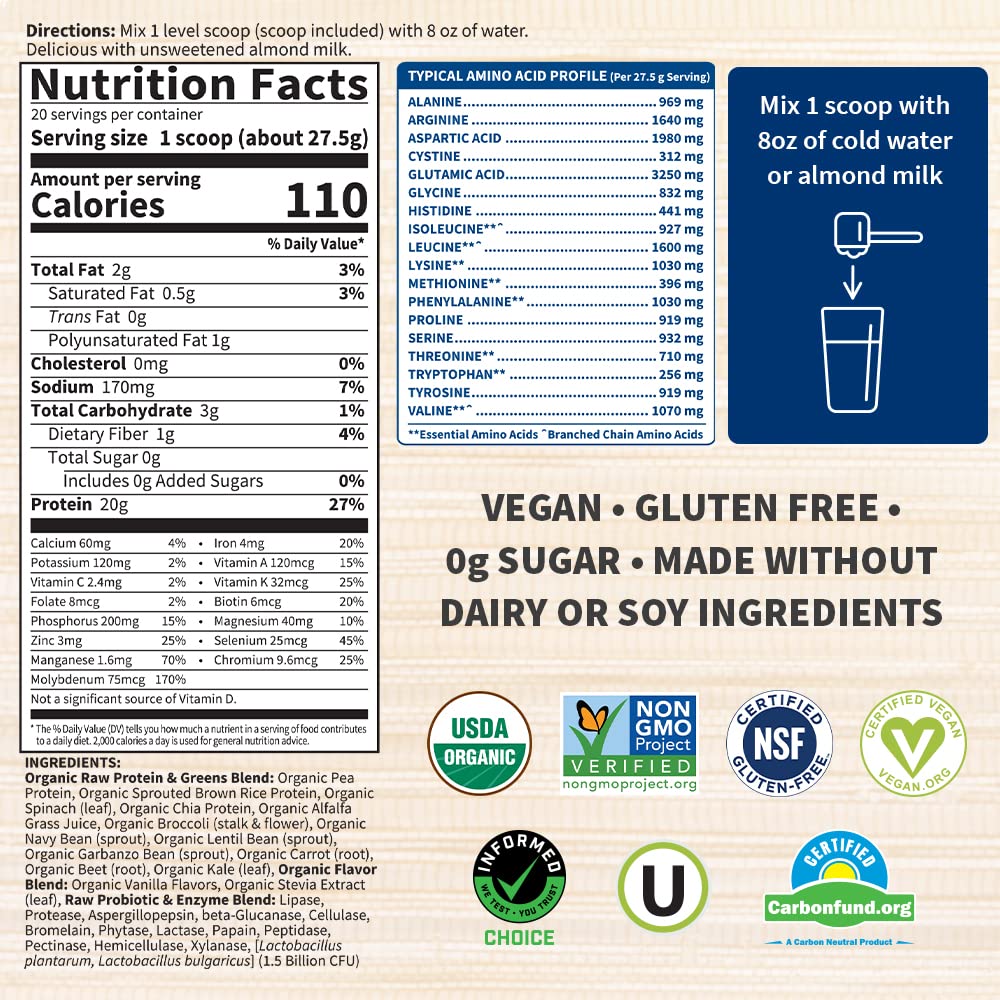 Garden of Life Raw Organic Protein & Greens Vanilla - Vegan Protein Powder Garden of Life buy australia supplements