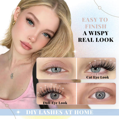 Wispy Lash Clusters Kit C Curl Natural Lashes Cluster Eyelash Extensions FebFeb