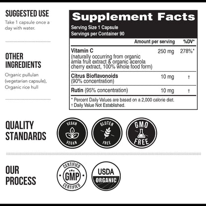 Organic Vitamin C | Whole Food Vitamin C from Fruit Plus Absorption Enhancing Cofactors - Vegan, Enhanced Bioavailability - Immune Support Triquetra Health