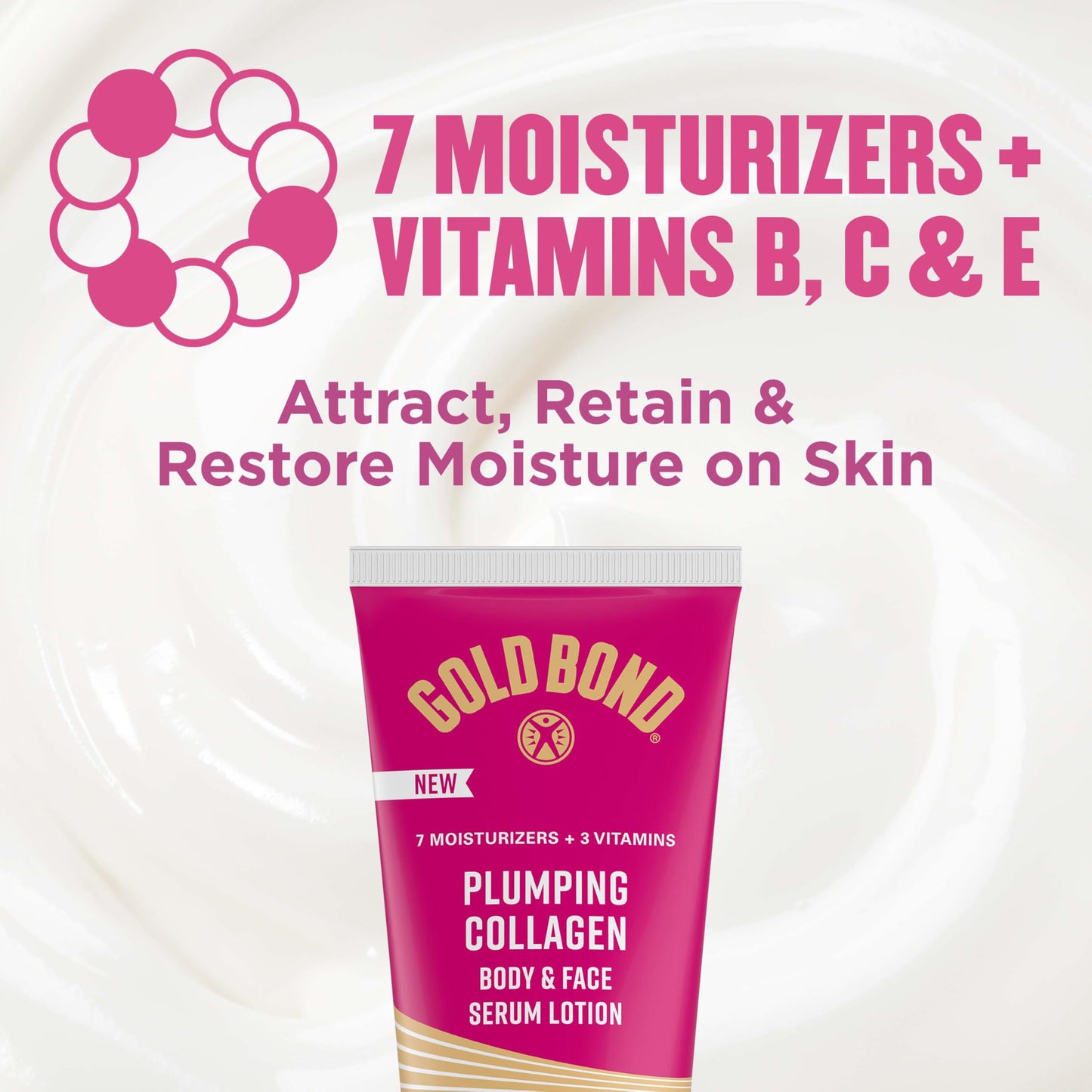 Gold Bond Plumping Collagen Body & Face Serum Lotion, Lightweight Hydrating Moisturizer with Collagen Peptide Complex Gold Bond