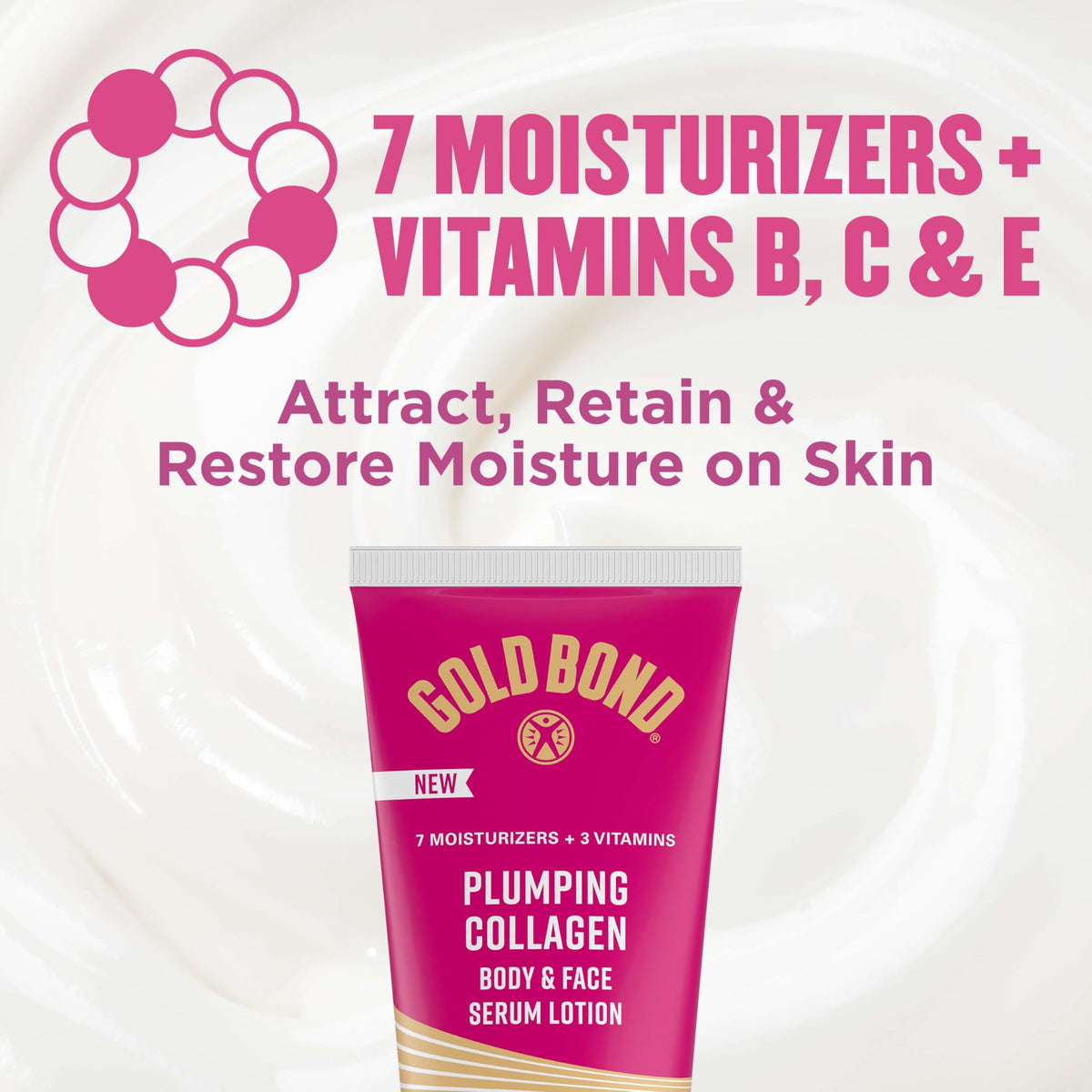 Gold Bond Plumping Collagen Body & Face Serum Lotion, Hydrating Moisturizer Gold Bond