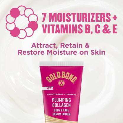 Gold Bond Plumping Collagen Body & Face Serum Lotion, Hydrating Moisturizer Gold Bond