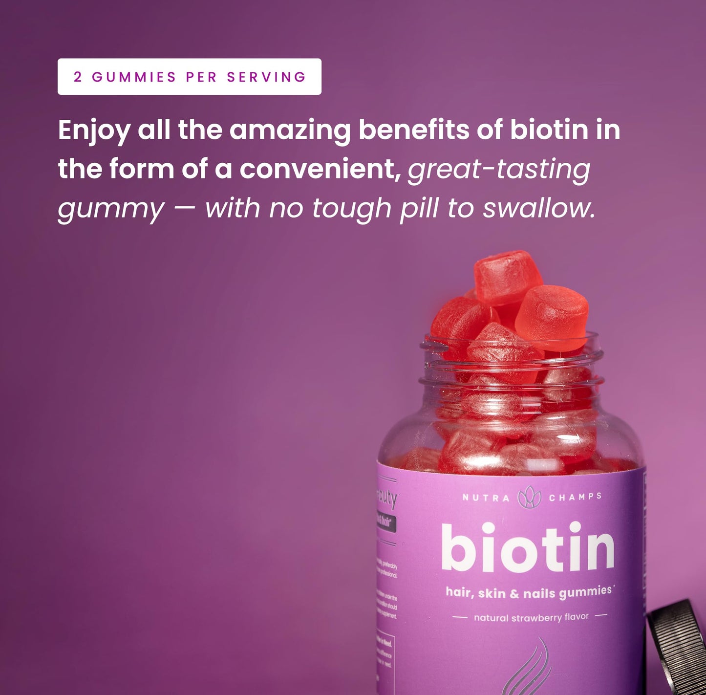 NutraChamps (2 Pack) Biotin Gummies 10,000mcg [High Potency] for Healthy Hair, Skin & Nails for Adults & Kids - 5000mcg in Each Gummy Vitamin - Vegan, Non-GMO NutraChamps