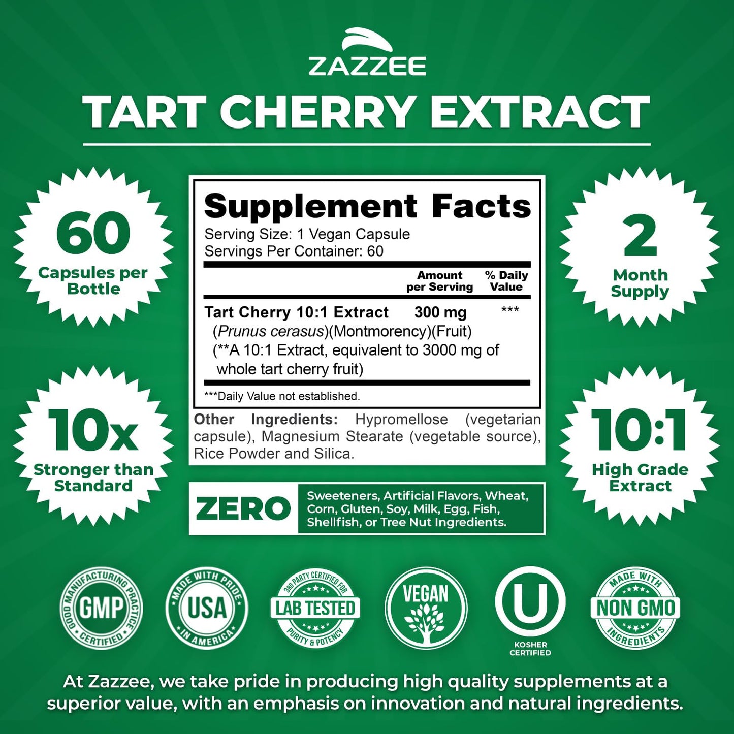 Zazzee Tart Cherry 10:1 Extract, 200 Vegan Capsules, 6+ Month Supply | Montmorency Cherry, Certified Kosher, Joint & Uric Acid Support, Antioxidant Support Formula, Non-GMO, Made in the USA Gsupps Australia