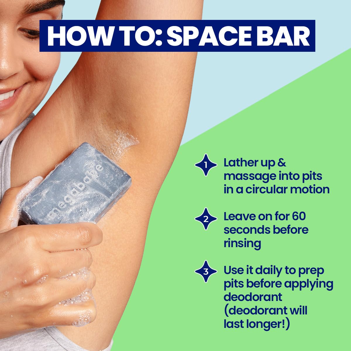 Megababe Space Bar, Detox Charcoal Underarm Bar, Odor Control, 4.5 oz Megababe